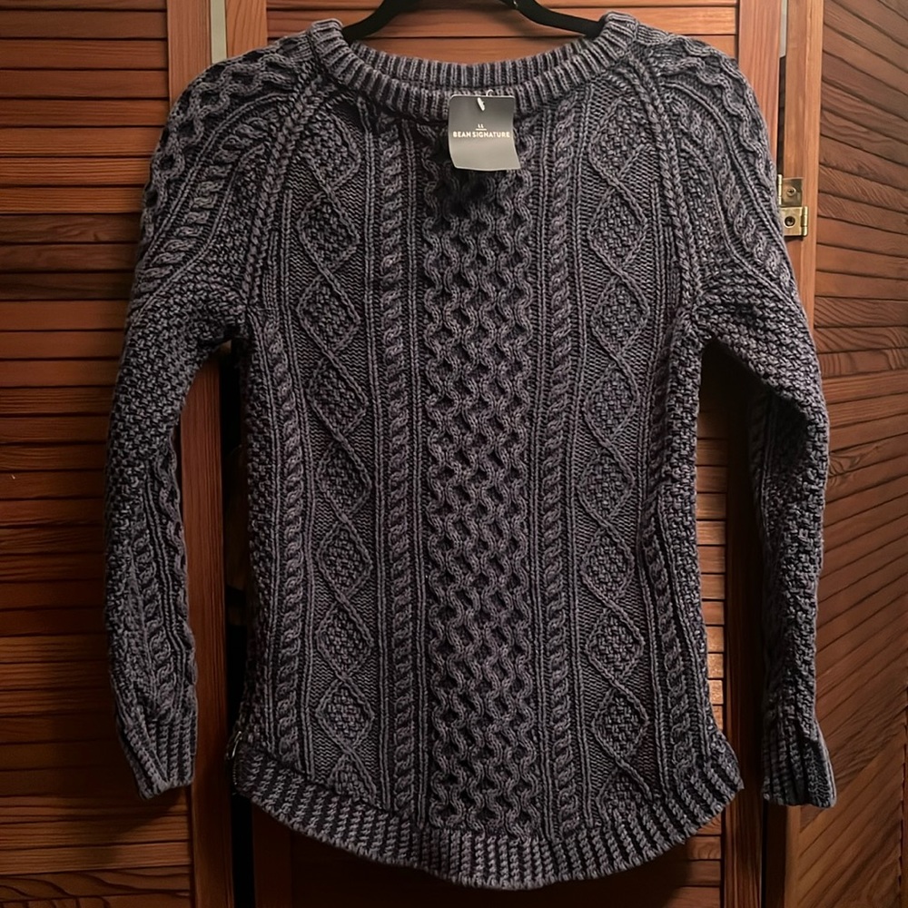 LL Bean Signature Cotton Fisherman Tunic Sweater Washed